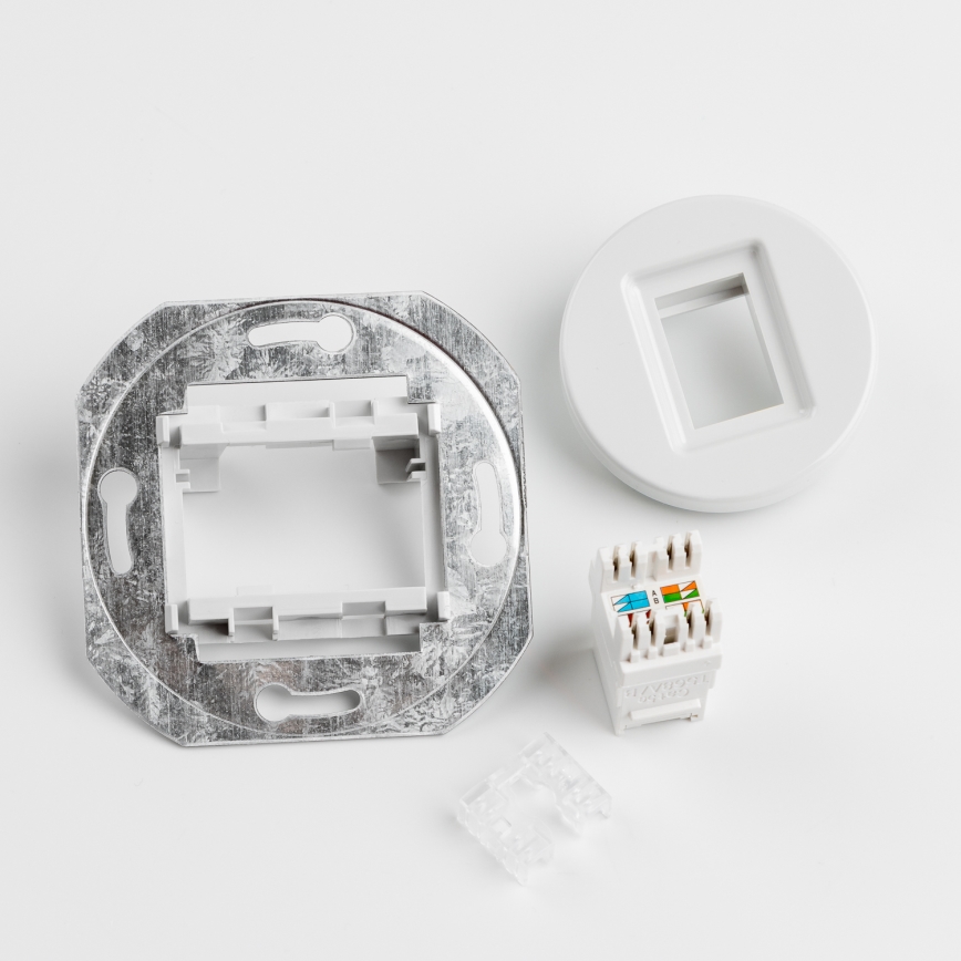 Kliklap - Tomada de dados retro com moldura em branco neve