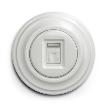 Kliklap - Tomada de dados retro com moldura em cerâmica branca
