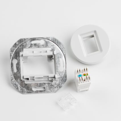 Kliklap - Tomada de dados retro com moldura em cerâmica branca