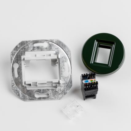 Kliklap - Tomada de Dados Retrô com Moldura Verde
