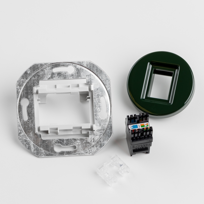 Kliklap - Tomada de Dados Retrô com Moldura Verde