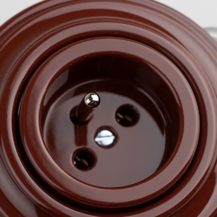 Kliklap - Tomada doméstica retro com moldura 230V castanha