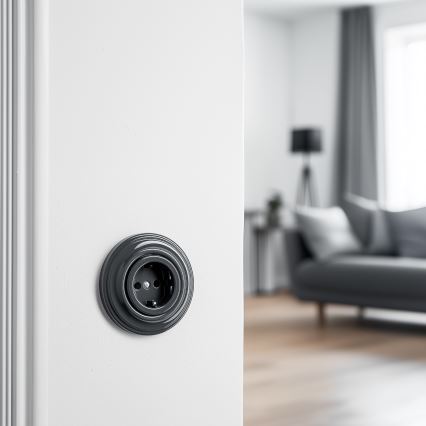 Kliklap - Tomada doméstica retro com moldura SCHUKO 230V/16A antracite