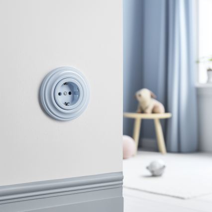 Kliklap - Tomada doméstica retro com moldura SCHUKO 230V/16A azul