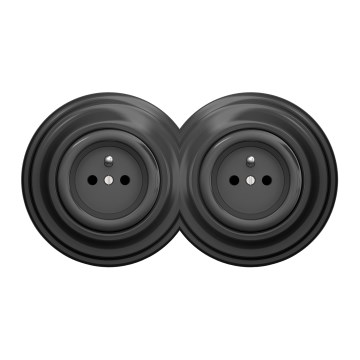 Kliklap - Tomada doméstica retro dupla com moldura 230V antracite