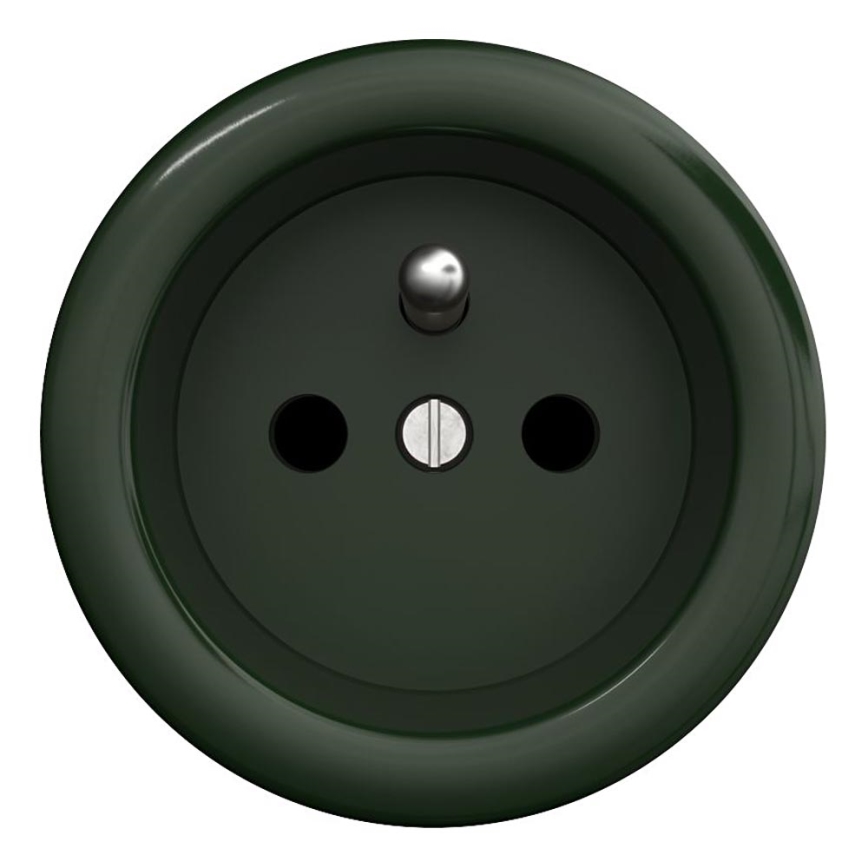 Kliklap - Tomada doméstica retro sem moldura 230V verde