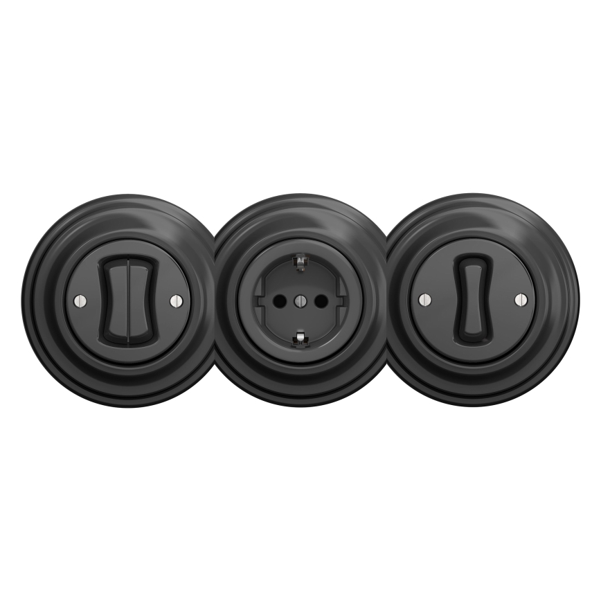 Kliklap - Tomada doméstica retro sem moldura SCHUKO 230V/16A antracite