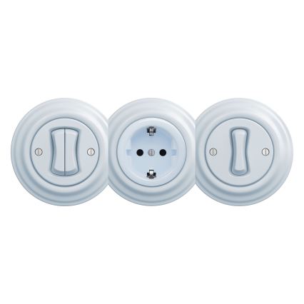 Kliklap - Tomada doméstica retro sem moldura SCHUKO 230V/16A azul