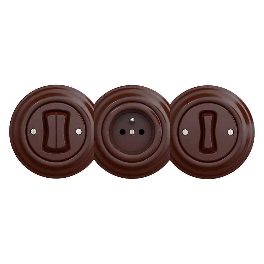 Kliklap - Tomada doméstica retro sem moldura SCHUKO 230V/16A, castanha