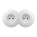 Kliklap - Tomada dupla retro doméstica com moldura 230V branco neve