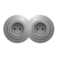 Kliklap - Tomada dupla retro doméstica com moldura 230V cinza