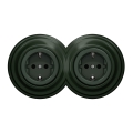 Kliklap - Tomada dupla retro doméstica com moldura SCHUKO 230V, verde