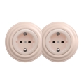 Kliklap - Tomada dupla retro para uso doméstico com moldura SCHUKO 230V/16A, rosa antiga