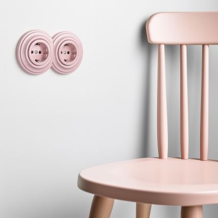 Kliklap - Tomada dupla retro para uso doméstico com moldura SCHUKO 230V/16A, rosa antiga