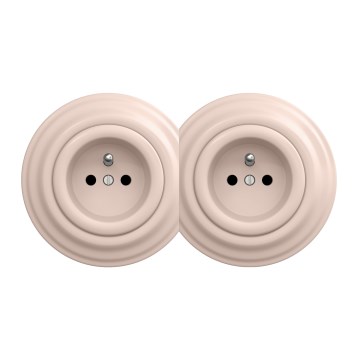 Kliklap - Tomada dupla retro residencial com moldura 230V rosa antigo