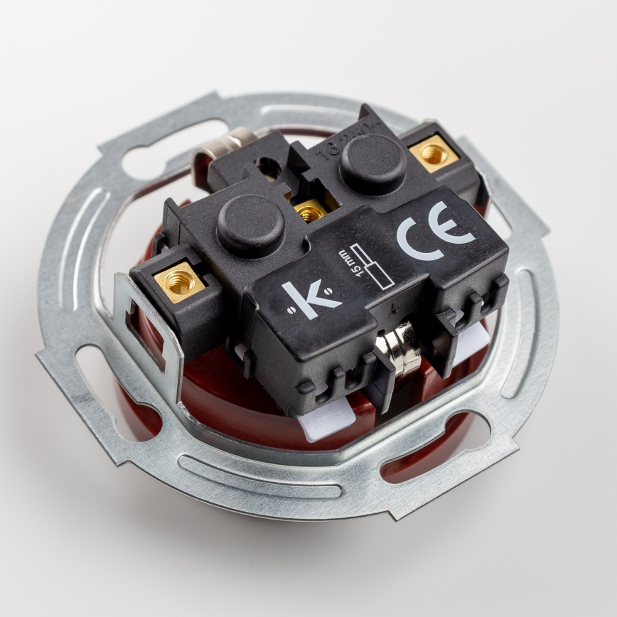 Kliklap - Tomada dupla retro residencial com moldura SCHUKO 230V castanha