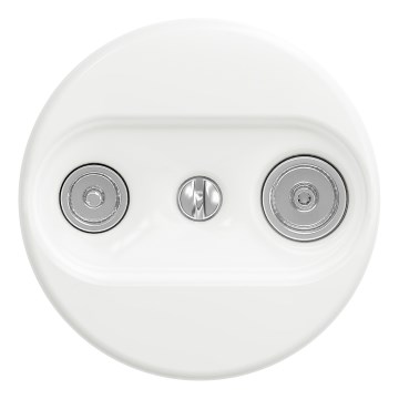 Kliklap - Tomada passante TV+R retro sem moldura, branco neve