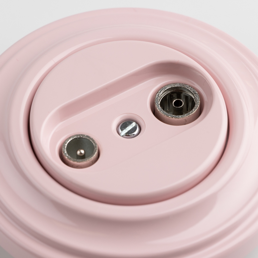 Kliklap - Tomada retro de antena TV+R (terminal) com moldura em rosa antigo