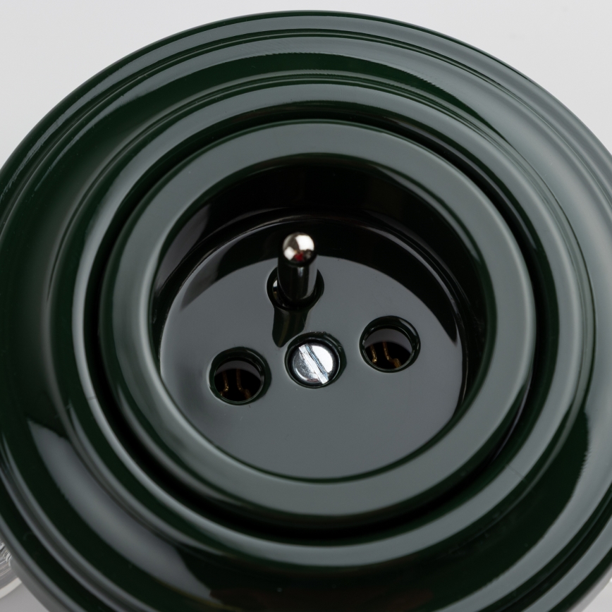 Kliklap - Tomada retro de parede com moldura 230 V verde