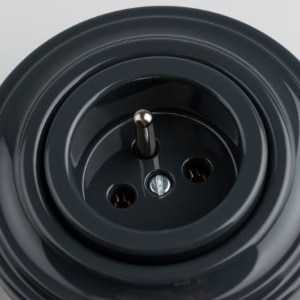 Kliklap - Tomada retro doméstica com moldura 230V antracite