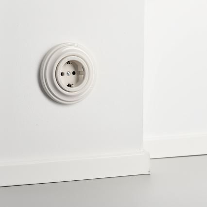 Kliklap - Tomada retro doméstica com moldura SCHUKO 230V/16A bege