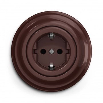 Kliklap - Tomada retro doméstica com moldura SCHUKO 230V/16A castanha