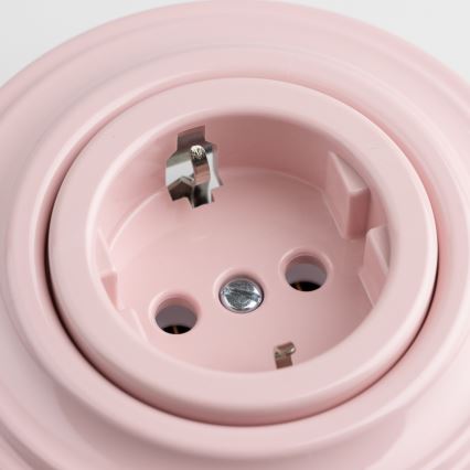 Kliklap - Tomada retro doméstica com moldura SCHUKO 230V/16A rosa vintage
