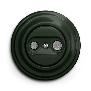 Kliklap - Tomada retro para TV+R (passante) com moldura verde