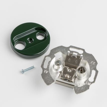 Kliklap - Tomada retro para TV+R (passante) com moldura verde