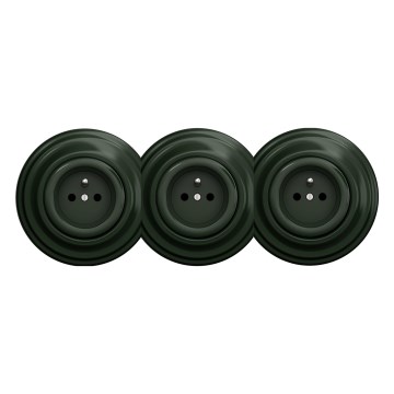 Kliklap - Tomada retro tripla para uso doméstico com moldura, 230V, verde