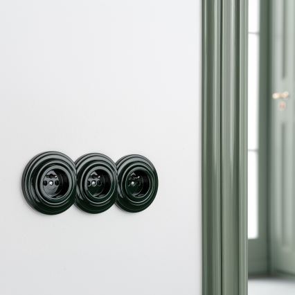 Kliklap - Tomada retro tripla para uso doméstico com moldura, 230V, verde