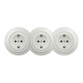 Kliklap - Tomada retro tripla para uso doméstico com moldura SCHUKO 230V branca