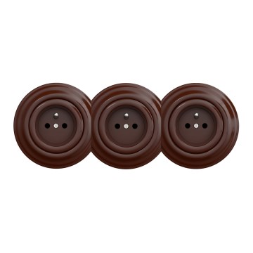 Kliklap - Tomada retro tripla residencial com moldura 230V castanha