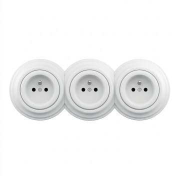Kliklap - Tomada tripla retrô para uso residencial com moldura, 230V, cor branco neve