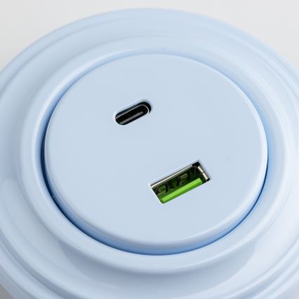Kliklap - Tomada USB Retro A+C com moldura azul