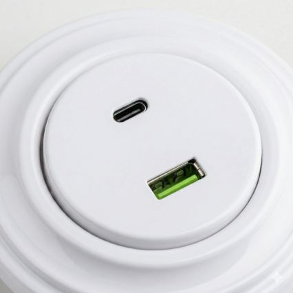Kliklap - Tomada USB Retro A+C com moldura em branco neve
