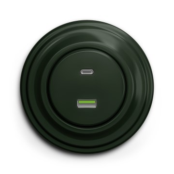 Kliklap - Tomada USB Retro A+C com moldura verde