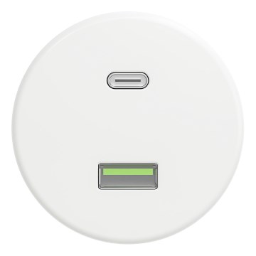 Kliklap - Tomada USB retrô A+C sem moldura branco neve