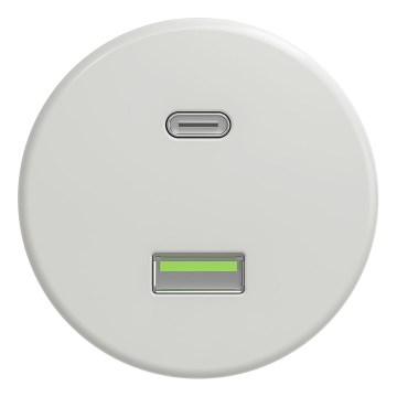 Kliklap - Tomada USB retro A+C sem moldura, em cerâmica branca