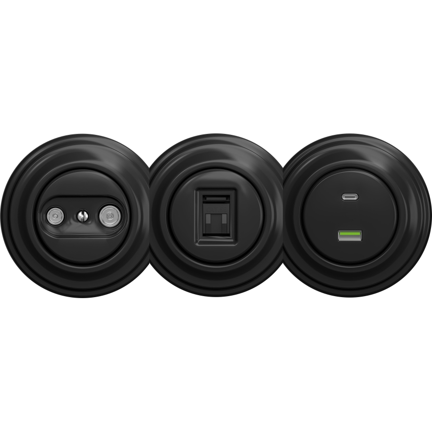 Kliklap - Tomada USB Retro A+C sem moldura preta