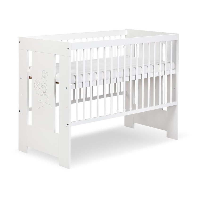 KLUPŚ - Berço infantil SAFARI 120x60 cm coelhinho pinho/branco