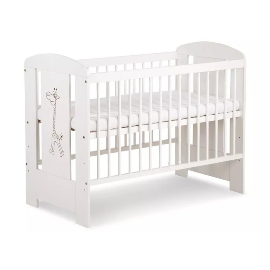 KLUPŚ - Berço infantil SAFARI 120x60 cm girafa pinho/branco