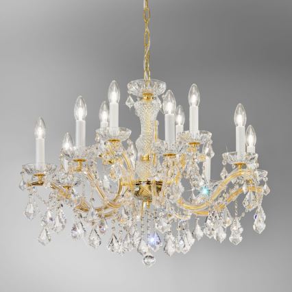 Kolarz 3149.88+4.3.KoT - Lustre de cristal com corrente MARIA LOUISE 12xE14/40W/230V ouro 24K