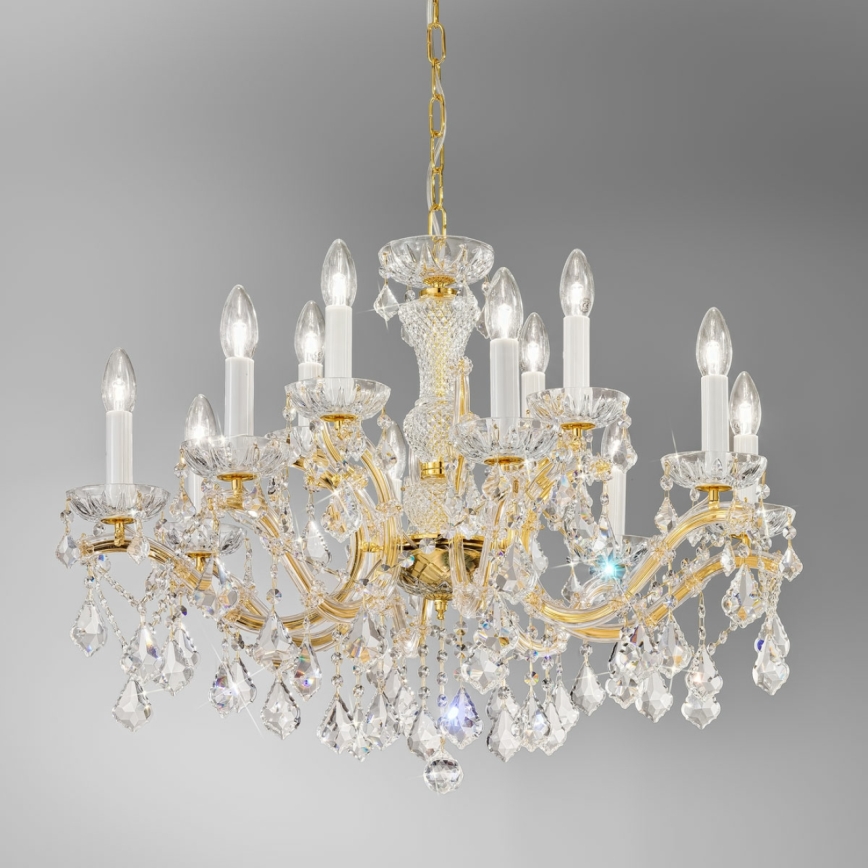 Kolarz 3149.88+4.3.KoT - Lustre de cristal com corrente MARIA LOUISE 12xE14/40W/230V ouro 24K