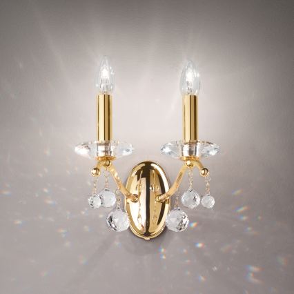 Kolarz 3234.62.3.KoT - Aplique de parede em cristal CARMEN 2xE14/60W/230V, acabamento em ouro 24K