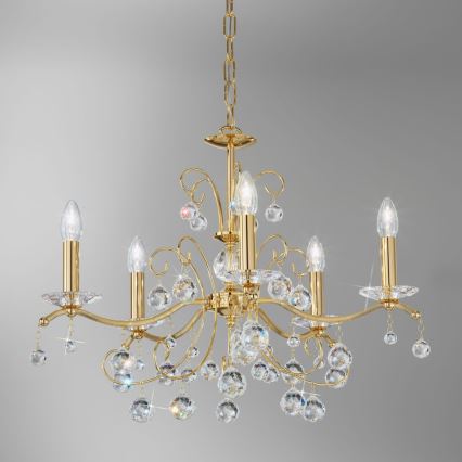 Kolarz 3234.85.3.KoT - Lustre de cristal com corrente CARMEN 5xE14/60W/230V ouro 24K