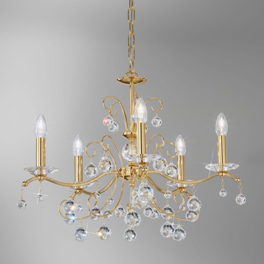 Kolarz 3234.85.3.KoT - Lustre de cristal com corrente CARMEN 5xE14/60W/230V ouro 24K