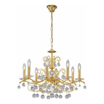 Kolarz 3234.88.3.KoT - Lustre de cristal CARMEN suspenso por corrente, 8xE14/60W/230V, acabamento em ouro 24K