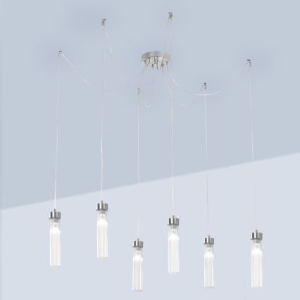 Kolarz 6009.30650 - Candeeiro suspenso RAGGIO 6xE14/25W/230V aranha prateado