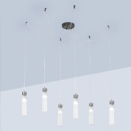 Kolarz 6009.30660 - Candeeiro suspenso RAGGIO 6xE14/25W/230V aranha cromado mate